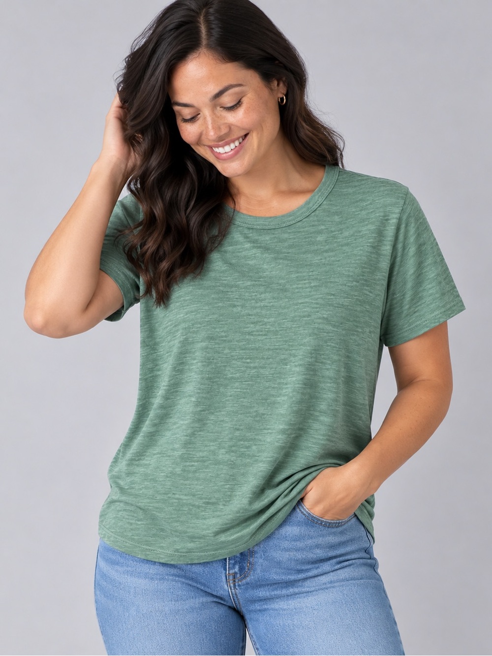 Old Navy EveryWear Crew Neck Tee Sage Green Heathered Size L
